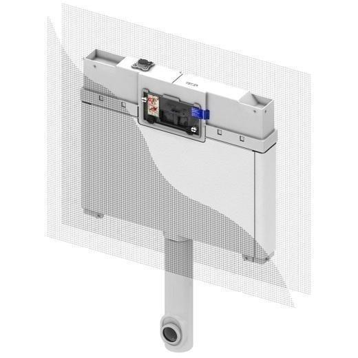 Cassetta di scarico per pareti in muratura, profondità  8 cm, azionamento frontale, per WC a pavimento